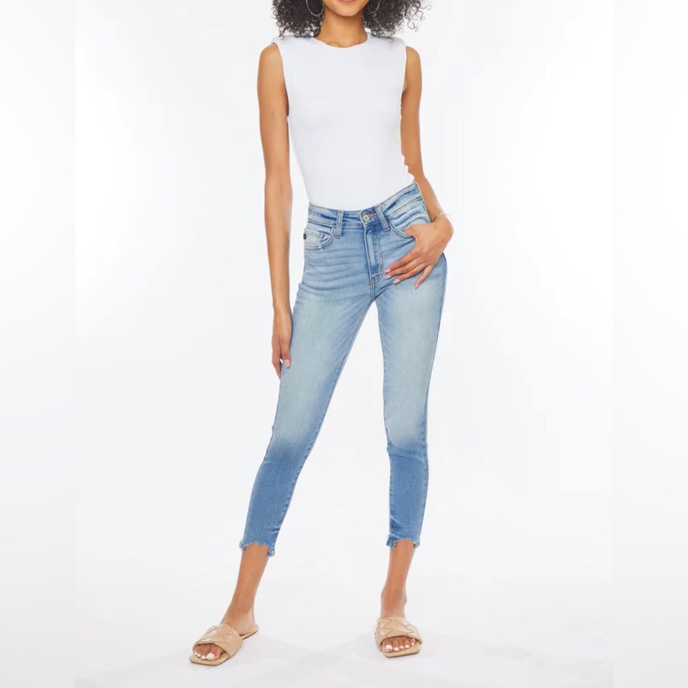 Kancan palmer high rise ankle skinny jeans, medium light wash, size 27